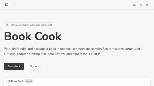 Book Cook interface in use